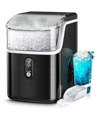 Kismile Nugget Ice Makers Maker Machine with Ice, 35lbs/Day,One-Click Operation,Self-Cleaning Countertop Machine,Stainless Steels Upgrade