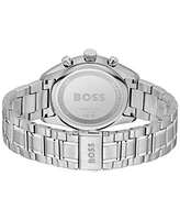 Hugo Boss Men's Grand Prix 44 Quartz Chronograph Silver-Tone Stainless-Steel Watch, 44.50mm