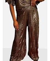 Rebdolls Women's Joy Liquid Metal Wide Leg Pants