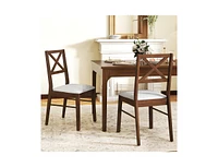 Upholstered Side Dining Chairs Set of 2 with Rubber Wood Frame