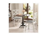 Upholstered Side Dining Chairs Set of 2 with Rubber Wood Frame