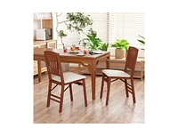 Folding Dining Chairs Set of 2 with Padded Seat and Rubber Wood Frame