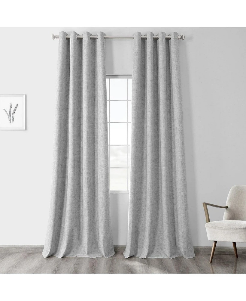 Half Price Drapes Millennial Grey Grommet Thermal Cross Linen Weave Blackout Curtain