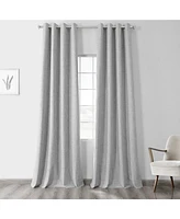 Half Price Drapes Millennial Grey Grommet Thermal Cross Linen Weave Blackout Curtain