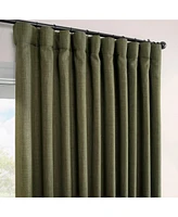 Half Price Drapes Khaki Green Extra Wide Textured Faux Linen Room Darkening Curtain