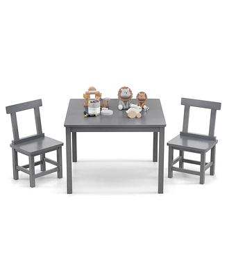 Wooden Kids Table and 2 Chairs Set with Anti-slip Foot Pads