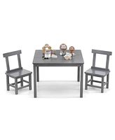 Wooden Kids Table and 2 Chairs Set with Anti-slip Foot Pads