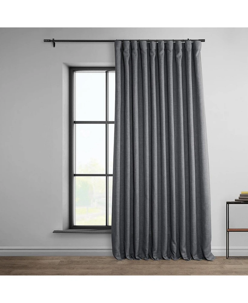 Half Price Drapes Dark Gravel Extra Wide Textured Faux Linen Room Darkening Curtain