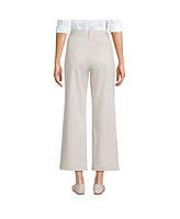 Lands' End Women's Petite High Rise Patch Pocket Wide Leg Chino Crop Pants