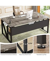 Tribesigns 63 inches Computer Desk with Bottom Storage Shelf Home Office Writing Table for Workstation, Cabinet not Included