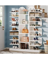 Tribesigns 13-Tier Shoe Rack, Freestanding Tall Entryway Shoe Organizer with Open Shelves, 40 Pairs Wide Wooden Shoe Shelf Shoe Storage Cabinet for En