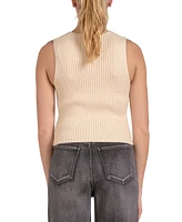 Elan Women's Ribbed-Knit Sleeveless Button-Front Vest
