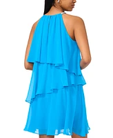 Msk Women's Embellished-Strap Halter Tiered Dress