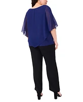 Msk Plus Rhinestone-Trim Overlay Cape Top