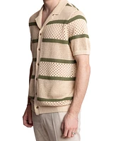 Paisley & Gray Men's Slim Fit Short Sleeve Crochet Cardigan Sweater