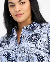 Tommy Hilfiger Plus Cotton Patchwork-Print Camp Shirt