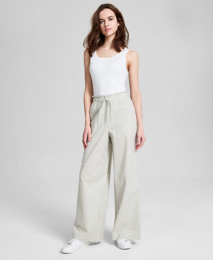 And Now This Women's Cotton Tie-Waist Wide-Leg Pants, Exclusively at Macy's