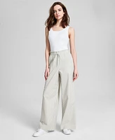 And Now This Women's Cotton Tie-Waist Wide-Leg Pants, Exclusively at Macy's