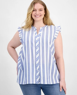 Tommy Hilfiger Plus Striped Cotton Top