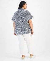 Tommy Hilfiger Plus Size Ditsy Print Camp Shirt Th Flex Hampton Chino Pants