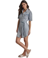 Dkny Jeans Women's Denim Self Belted Shirtdress