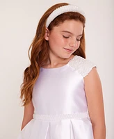 Bonnie Jean Big Girls Mikado Embellished Cultivated Pearl Communion Dress