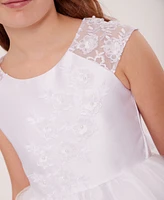 Bonnie Jean Big Girls Cascading Flower Applique Communion Dress