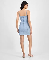 Bar Iii Women's Sleeveless Denim Corset Dress, Exclusively at Macy's
