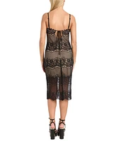 Morgan & Company Women's V-Neck Sleeveless Lace Midi Dress