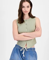 Ultra Flirt Juniors' Button Front Ribbed Sweater Tank