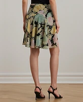 Lauren Ralph Women's Floral Crinkle Georgette Skirt