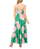 CeCe Women's Ruffle-Front Tiered Floral Maxi Dress