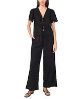 1.state Women's Tie-Front Flutter-Sleeve V-Neck Top