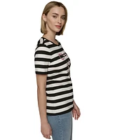 Karl Lagerfeld Paris Women's C'est La Vie Striped Tee