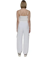 Karl Lagerfeld Paris Women's Adjustable Bungee-Hem Cargo Pants