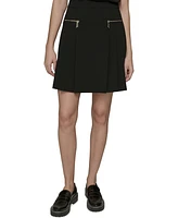 Karl Lagerfeld Paris Women's Pleated Zip-Pocket Mini Skirt