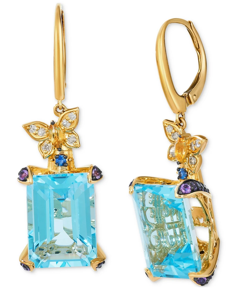 Le Vian Multi-Gemstone (16-3/4 ct. t.w.) & Vanilla Diamonds (1/10 ct. t.w.) Drop Earrings in 14k Gold