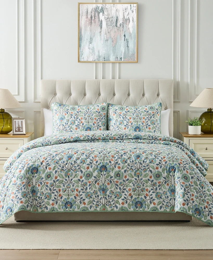 Seventh Studio Sopha Floral Pinsonic Microfiber -Pc. Quilt Set