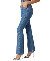 Guess Women's Mid-Rise Lace-Up Fare-Leg Jeans