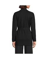Lands' End Women's Fine Gauge Milano Belted Long Line Cardigan Sweater