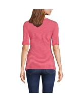 Lands' End Women's Elbow Sleeve Lightweight Jersey Side Tie Blouse