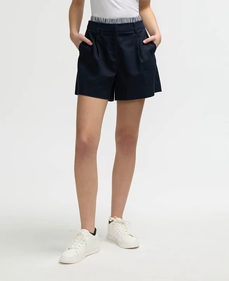 Nvlt Women s Linen Shorts with Elastic Waist