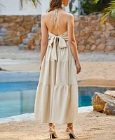 Women's Seaside Siren Creme Maxi Beach Dress