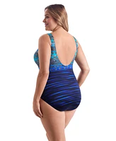 Longitude by Mimi Flamingo Just Shine Scoopback Highneck Long Torso One Piece Swimsuit