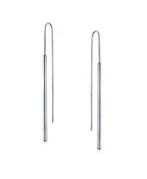 Bling Jewelry Minimalist Geometric Dangle Earrings Linear Bar Threader in Sterling Silver