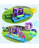 Inflatable Water Slide Park with Splash Pool and 750W Blower