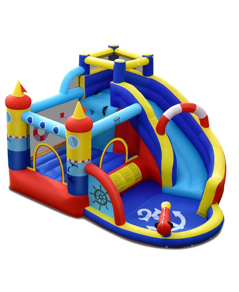 Inflatable Bounce Castle with Slide Climbing Wall and 450W Blower