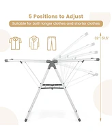 2-Layer Folding Clothes Drying Rack with 5-Level Adjustable Height