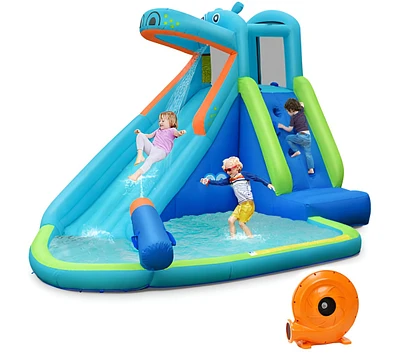 Hippo Inflatable Water Slide Bounce House Fun Outdoor Playset for Kids