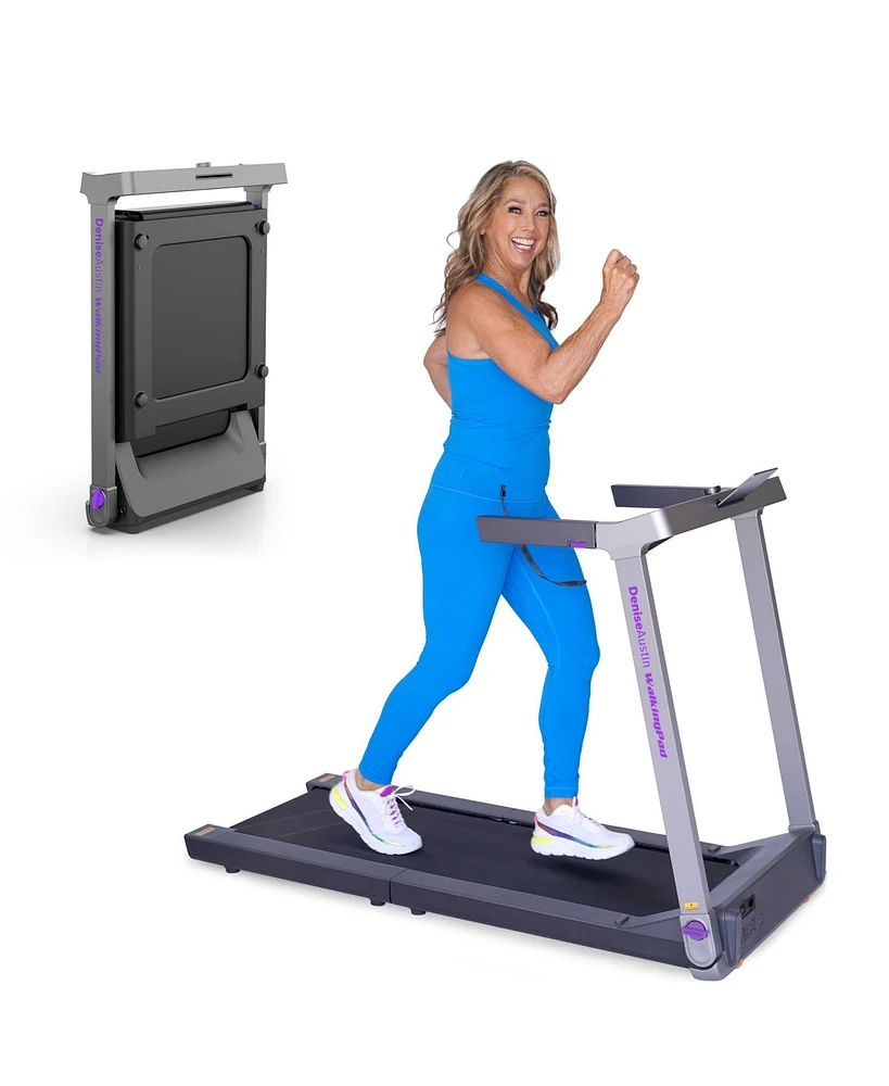 WalkingPad Denise Austin Collapsible Treadmill with Double Fold Technology, Ideal for Home Fitness Enthusiasts and Small Spaces, Purple